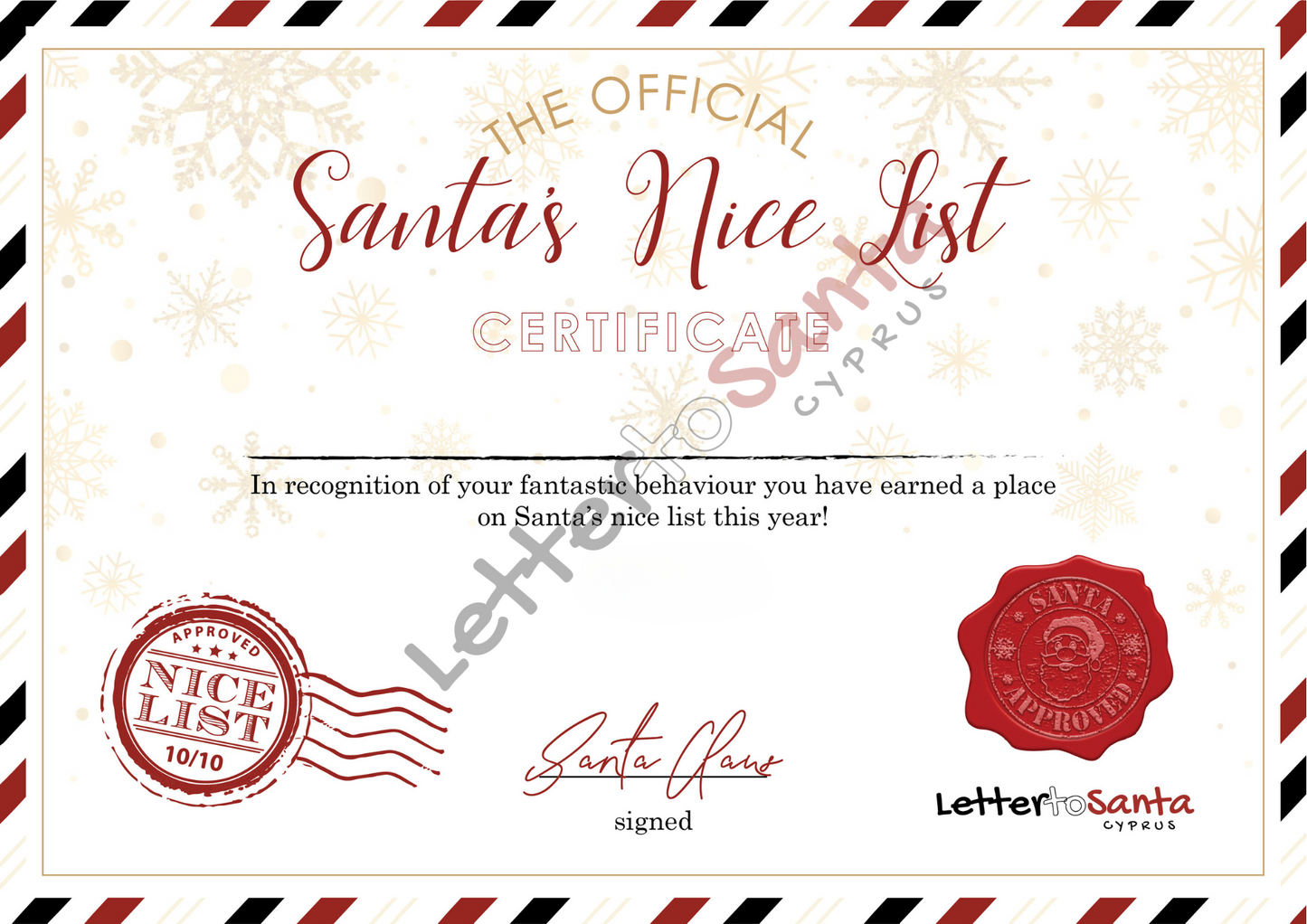 SANTA'S LETTER & CERTIFICATE OF GOOD BEHAVIOUR